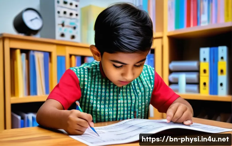 물리학 관련 과학 실험 키트 추천 - A vibrant educational scene showing a young Bengali child wearing a colorful shirt and shorts, caref...