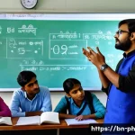 Home 22 물리학 교수로서의 역할과 책임 - A Bengali physics professor in a modern classroom, explaining complex physics concepts using everyda...