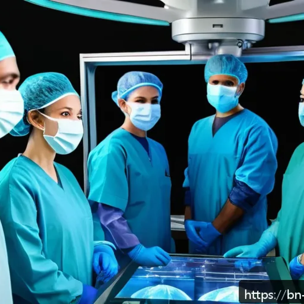 물리학과 물리적 시뮬레이션의 중요성 - A highly detailed 3D visualization of a biomedical simulation showing a virtual surgery planning sce...
