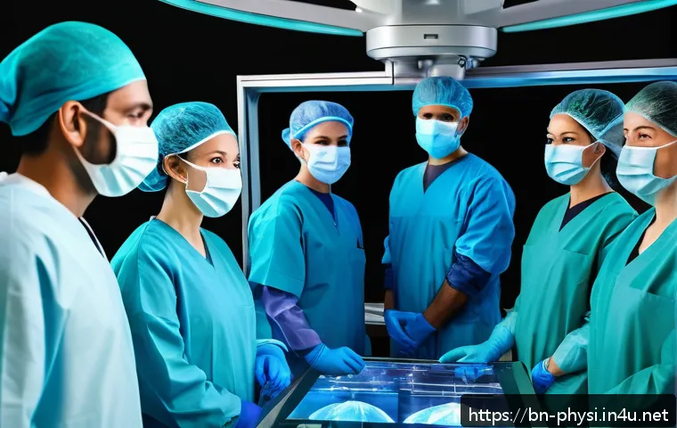 물리학과 물리적 시뮬레이션의 중요성 - A highly detailed 3D visualization of a biomedical simulation showing a virtual surgery planning sce...